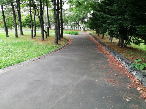 舗装された園道