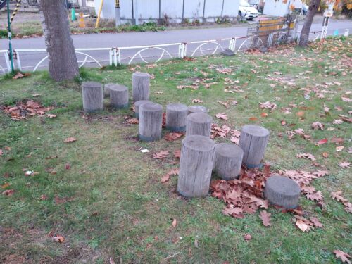 丸太の飛び石遊具