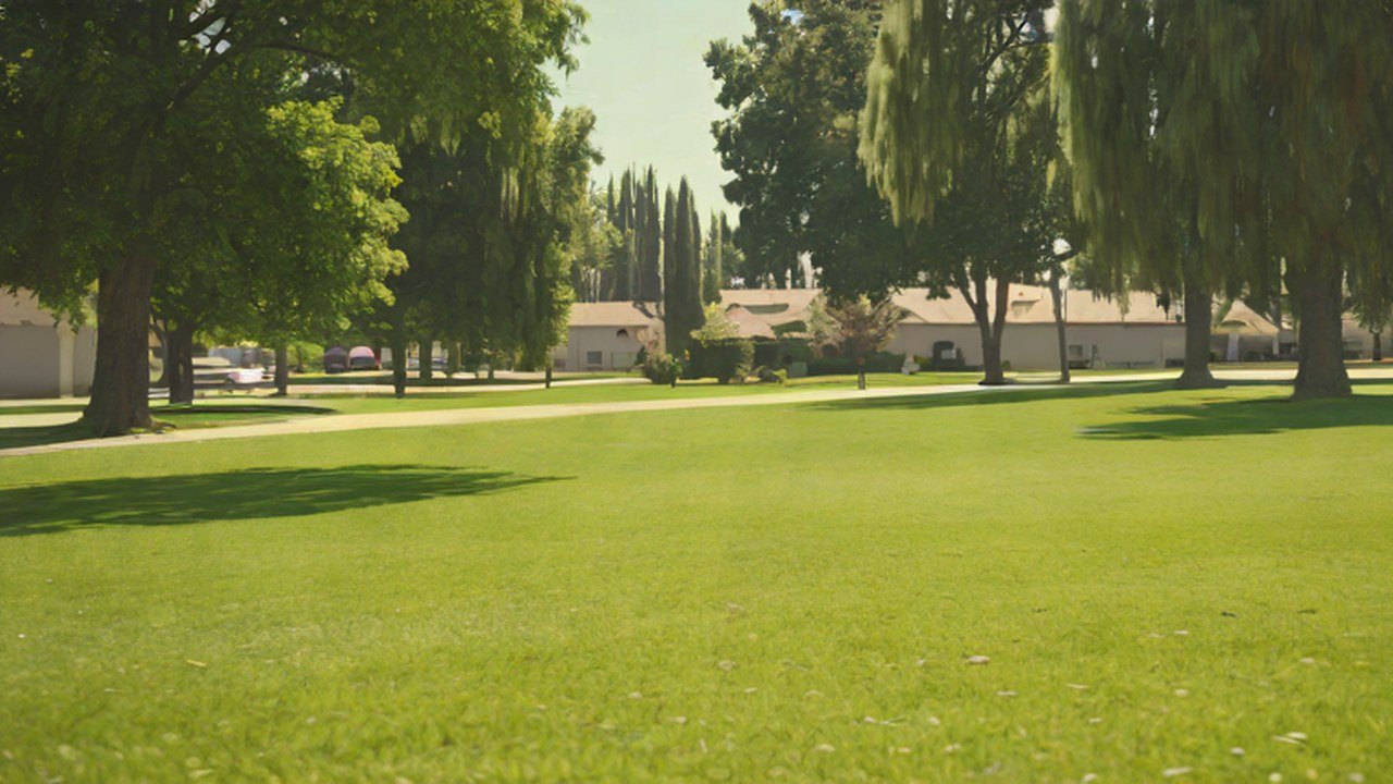 芝生と木のある公園