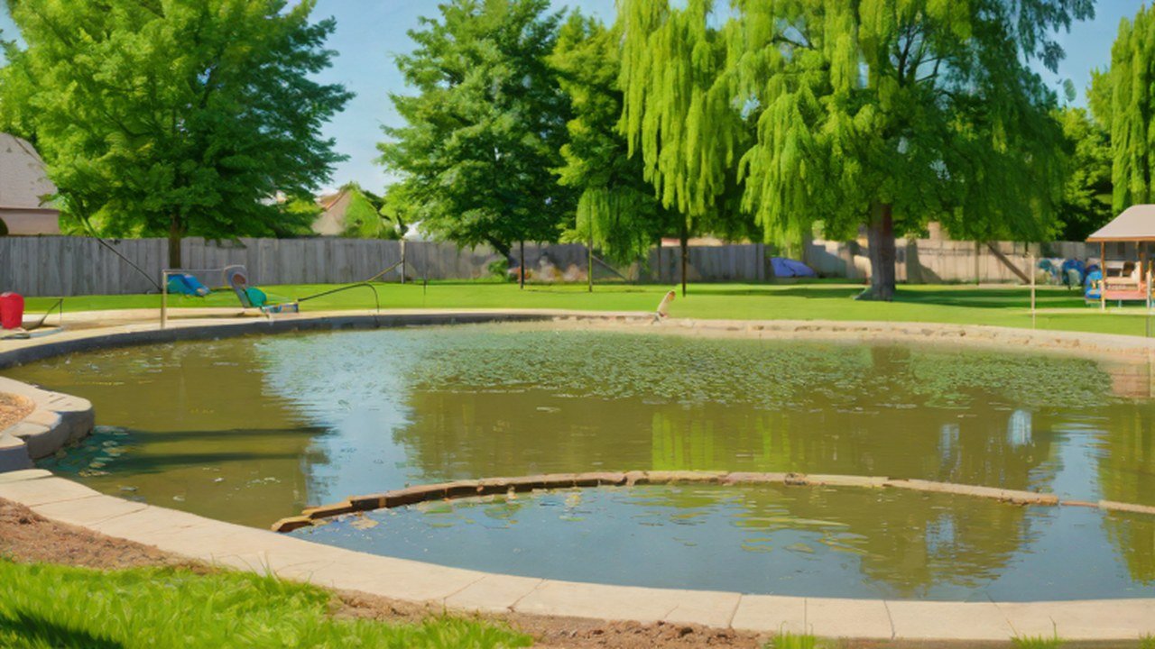 水遊びができる浅い池のある公園