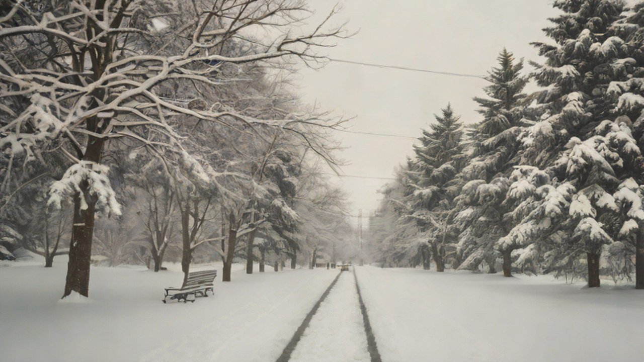そりの跡が残る雪の斜面